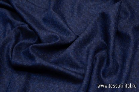 Костюмная (н) черно-серый принт на темно-синем - итальянские ткани Тессутидея арт. 05-3404