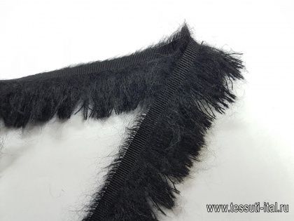 Репсовая лента с мохером (о) черная ш-3см - итальянские ткани Тессутидея арт. F-4254