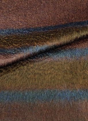 Пальтовая мохер купон (1,4м) (н) сине-коричневая полоса на баклажановом - в интернет-магазине тканей Тессутидея арт. 09-1557