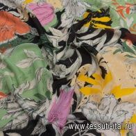Плательная вискоза (н) цветочный рисунок на бежево-зеленом - итальянские ткани Тессутидея арт. 04-1462