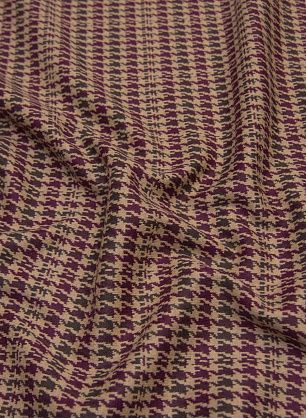 Трикотаж (н) бежево-бордово-коричневая гусиная лапка - в интернет-магазине тканей Тессутидея арт. 13-1511