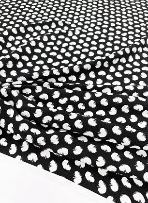 Плательная вискоза креп 166 г/м (н) белый рисунок на черном - в интернет-магазине тканей Тессутидея арт. 04-1831