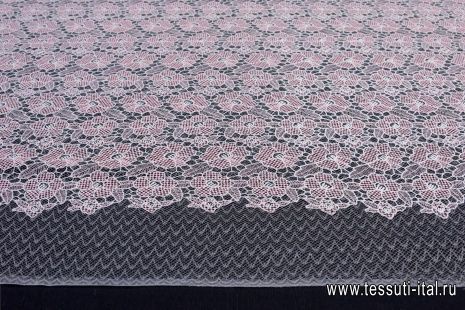 Кружевное полотно (н) бело-розовое в стиле Giambattista Valli - итальянские ткани Тессутидея арт. 03-6649