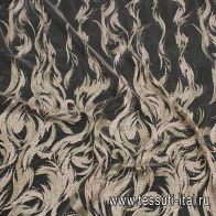 Кружевное полотно с люрексом расшитое стразами (н) розово-бежевое - итальянские ткани Тессутидея арт. 03-6948