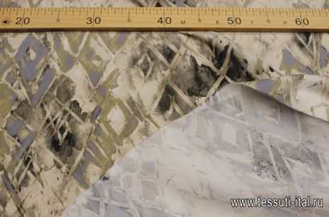 Плательная купра (н) серо-бежевая абстракция - итальянские ткани Тессутидея арт. 04-1658