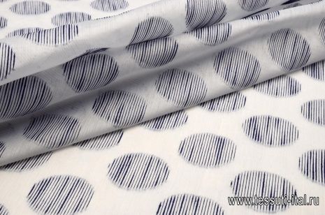 Плательная филькупе (н) синий стилизованный горох на белом - итальянские ткани Тессутидея арт. 01-4760