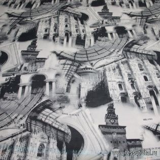 Крепдешин (н) черно-белый орнамент Город - итальянские ткани Тессутидея арт. 02-5083