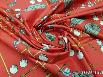 Трикотаж (н) гольф на красном Ralph Lauren - итальянские ткани Тессутидея арт. 12-0696
