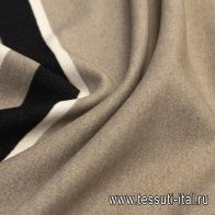 Пальтовая дабл купон (1,25м) (н) черно-белые полосы на бежевом - итальянские ткани Тессутидея арт. 09-1745