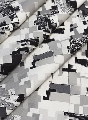 Плательная стрейч (н) черно-бело-серый геометрический орнамент - в интернет-магазине тканей Тессутидея арт. 03-6371