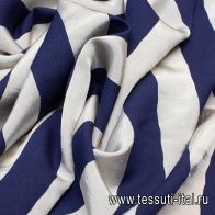 Плательная вискоза (н) бело-синяя полоска - итальянские ткани Тессутидея арт. 04-1225