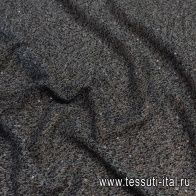 Трикотаж вязаный с люрексом (н) черно-белый меланж с черными пайетками - итальянские ткани Тессутидея арт. 13-1521