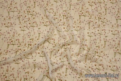 Шифон (н) цветочный рисунок на белом - итальянские ткани Тессутидея арт. 10-3718
