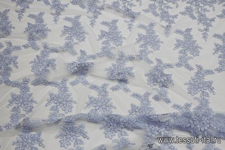 Кружевное полотно (о) голубое - итальянские ткани Тессутидея арт. 03-6953