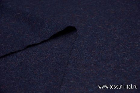 Пальтовая лоден (о) темно-синяя с волокнами - итальянские ткани Тессутидея арт. 09-1790