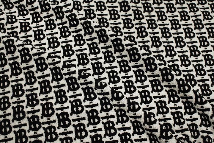 Хлопок махра (н) черный логотип на белом - итальянские ткани Тессутидея арт. 01-7998