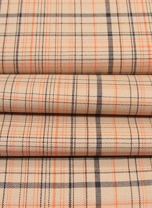 Костюмная (н) черно-оранжевая клетка на бежевом - в интернет-магазине тканей Тессутидея арт. 05-4059