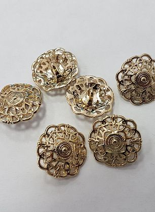 Пуговица металл золото на ножке d-24мм цветок - в интернет-магазине тканей Тессутидея арт. F-2789