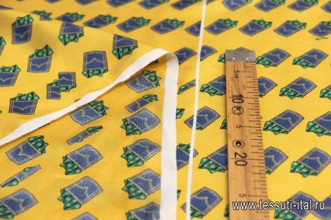Шелк жаккард купон (0,95м) (н) карманы с платком на желтом - итальянские ткани Тессутидея арт. 10-1392