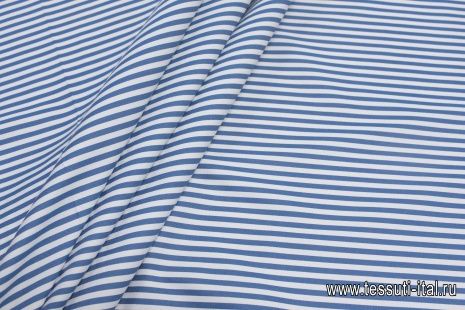 Хлопок костюмный (н) сине-белая полоска - итальянские ткани Тессутидея арт. 01-6762