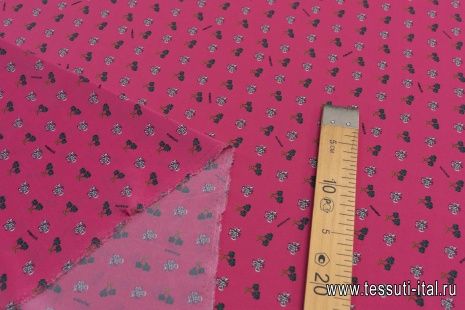 Крепдешин (н) пальмы на темно-розовом - итальянские ткани Тессутидея арт. 10-2535