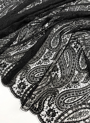 Кружевное полотно(о) черное ш-130см - в интернет-магазине тканей Тессутидея арт. 03-7595