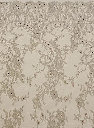 Кружево с люрексом и стразами (о) светло-серое ш-95см - в интернет-магазине тканей Тессутидея арт. 03-7171