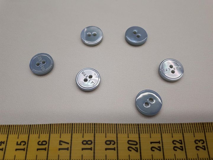 Пуговица ракушка 2 прокола d-12мм голубая именная - итальянские ткани Тессутидея арт. F-3962