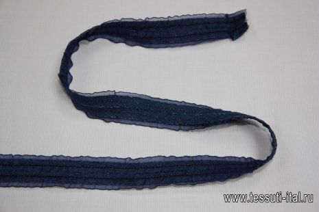 Тесьма джинсовая (н) синяя меланж ш-2,5см - итальянские ткани Тессутидея арт. 03-3546