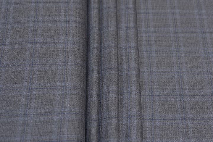 Костюмная (н) серо-синяя клетка в стиле Loro Piana - итальянские ткани Тессутидея арт. 05-4151