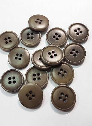 Пуговица пластик 4 прокола d-18мм коричневая - итальянские ткани Тессутидея F-5521