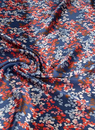 Шелк атлас (н) красно-бело-голубой рисунок на синем - в интернет-магазине тканей Тессутидея арт. 10-2706