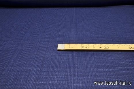 Костюмная стрейч (н) синяя стилизованная клетка - итальянские ткани Тессутидея арт. 05-2804