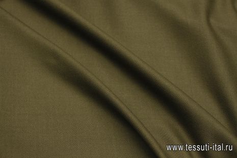 Костюмная кашемир+шерсть (о) темно-оливковая диагональ - итальянские ткани Тессутидея арт. 05-5015