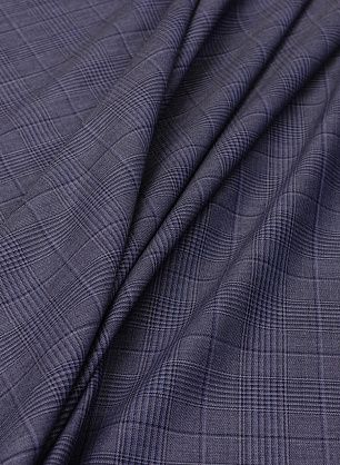 Костюмная (н) серо-синяя клетка - в интернет-магазине тканей Тессутидея арт. 05-3023