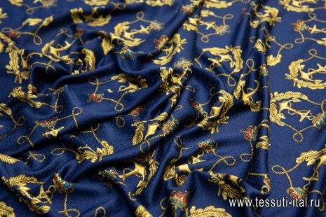 Плательная жаккард (н) якоря на синем - итальянские ткани Тессутидея арт. 03-6200