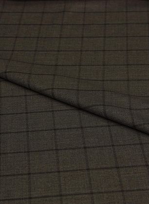 Костюмная (н) бежево-коричневая крупная клетка ш-155см - в интернет-магазине тканей Тессутидея арт. 05-2336
