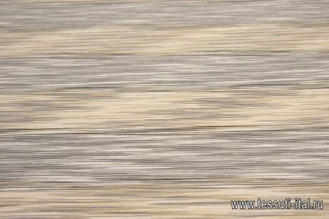 Трикотаж хлопок (н) желто-бежево-коричневая полоска в стиле Missoni - итальянские ткани Тессутидея арт. 12-0963