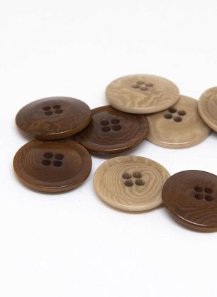 Пуговица пластик 4 прокола d-17мм коричневая, бежевая - итальянские ткани Тессутидея F-4674