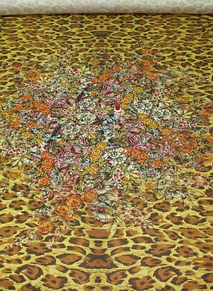 Джерси купон (1,2м) (н) цветы и хищный принт   - в интернет-магазине тканей Тессутидея арт. 14-1130