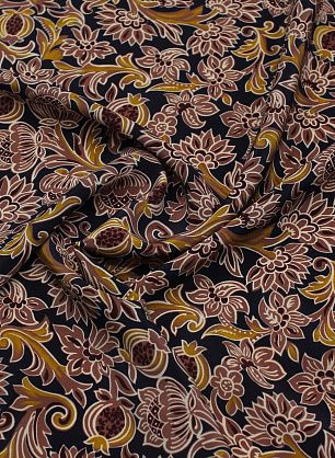 Крепдешин (н) цветочный рисунок на темно-фиолетовом - в интернет-магазине тканей Тессутидея арт. 10-3659