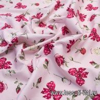 Хлопок (н) розы и банты на светло-розовом в стиле Monnalisa - итальянские ткани Тессутидея арт. 01-5593
