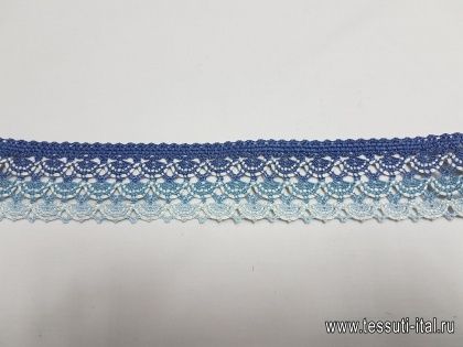 Кружево макраме (н) сине-белое ш-4см - итальянские ткани Тессутидея арт. 01-3722