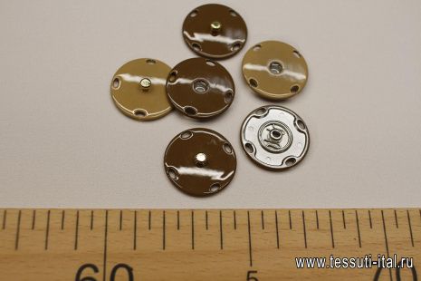 Кнопка металлическая пришивная бежевая, коричневая, терракотовая, белая - итальянские ткани Тессутидея арт. F-6364