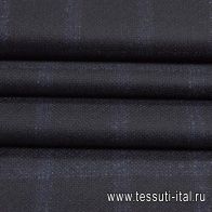 Костюмная твид (н) черно-синяя клетка - итальянские ткани Тессутидея арт. 05-3992