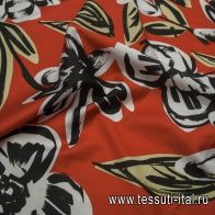 Плательная (н) крупный цветочный орнамент на красном - итальянские ткани Тессутидея арт. 01-4539
