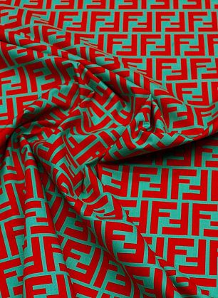 Сорочечная (н) оранжевый логотип на светло-зеленом - в интернет-магазине тканей Тессутидея арт. 01-7312