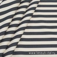 Хлопок костюмный (н) черно-молочная полоска - итальянские ткани Тессутидея арт. 01-6747