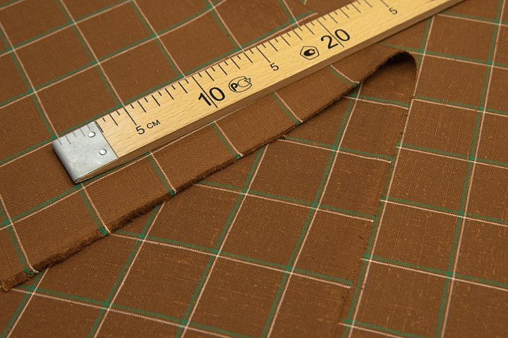 Костюмная (н) бело-зеленая клетка на коричневом - итальянские ткани Тессутидея арт. 05-3675