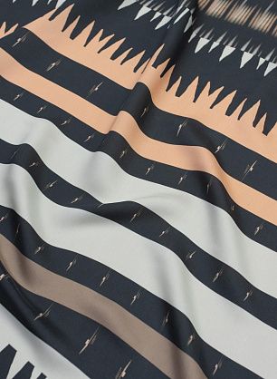 Плательная (н) черно-коричнево-персиковые стилизованные полосы - в интернет-магазине тканей Тессутидея арт. 04-1417